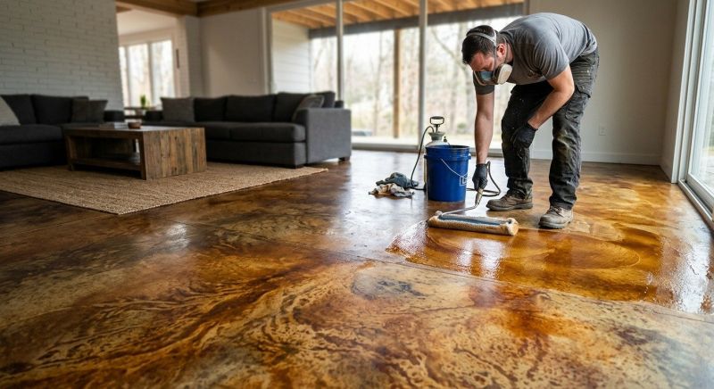 Stained Concrete Installation in Dallas, TX
